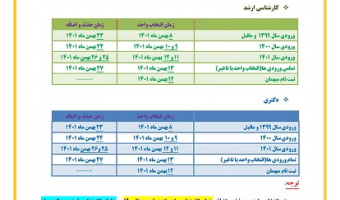 برنامه زمان‌بندی انتخاب واحد و حذف و اضافه نیم‌سال دوم سال تحصیلی ۱۴۰۲-۱۴۰۱ مربوط به کلیه مقاطع تحصیلی